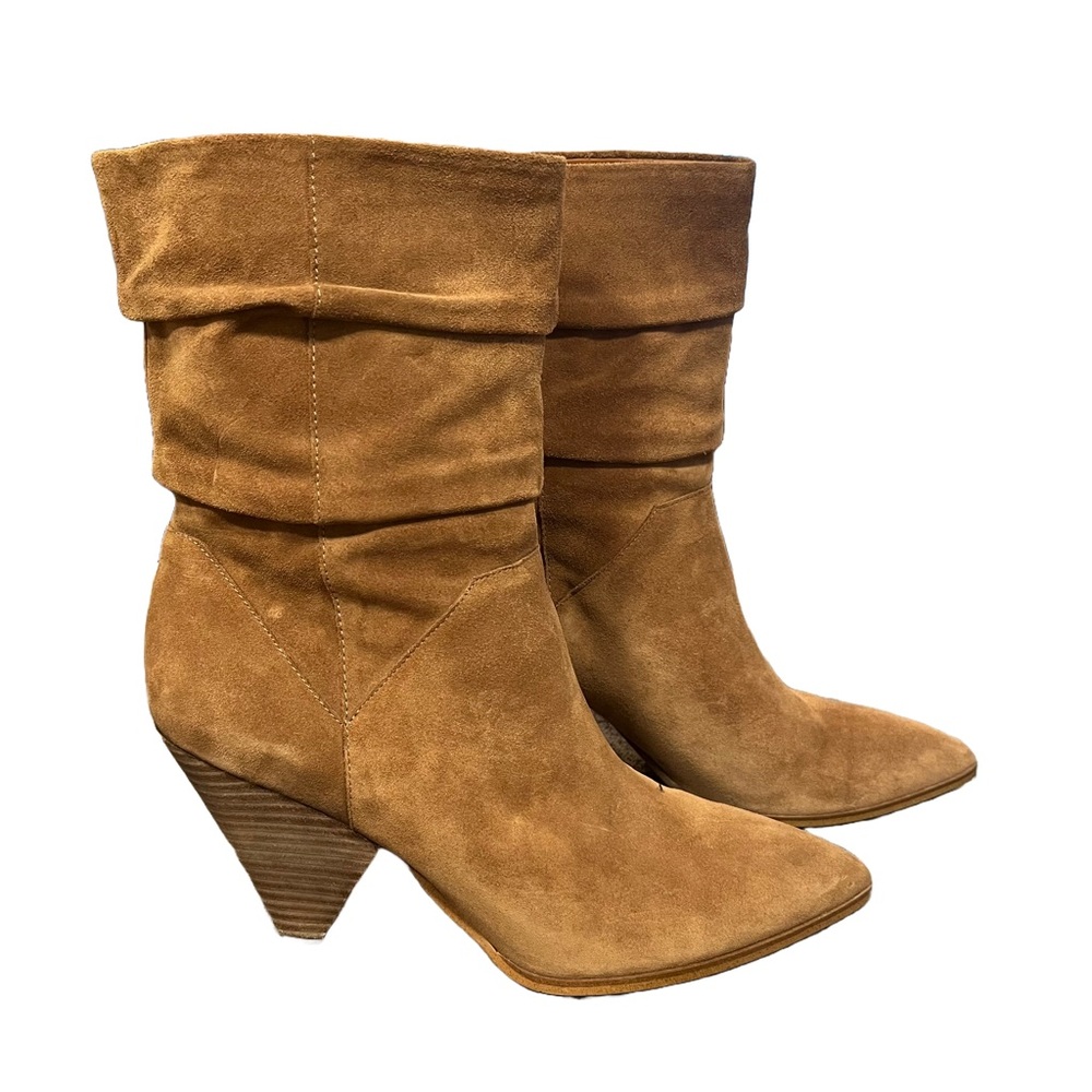 Franco Sarto A-Neve Women Brown Suede Sz 8.5 Mid Calf Slouch Pointed Toe…